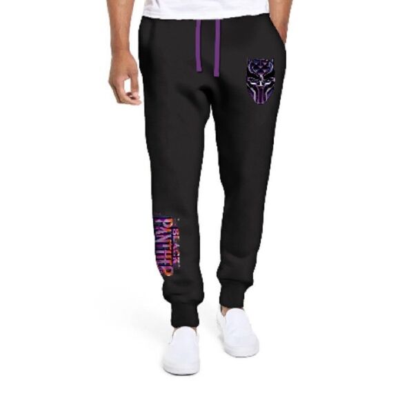 Mens Marvel Graphic Black Panther Wakanda Forever Lounge Jogger Pants Size M - Picture 1 of 7